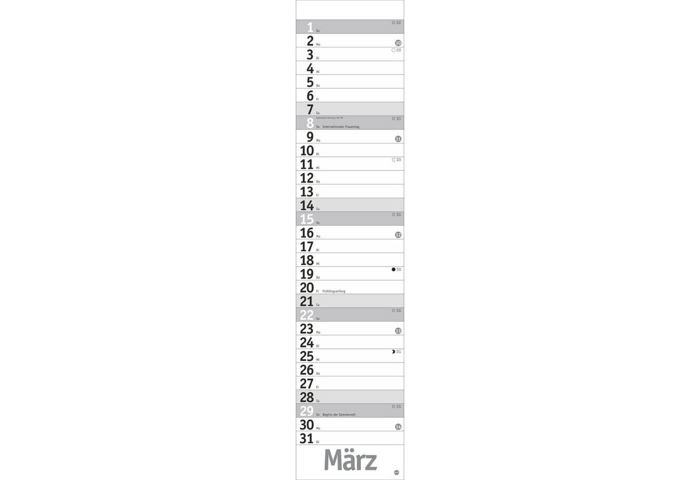 HEYE Wandkalender Langplaner, silber 2026