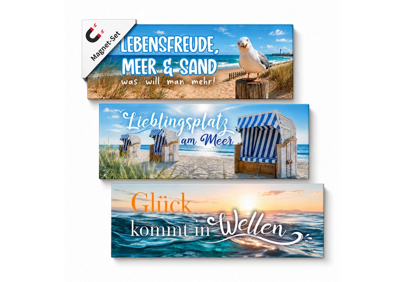 TOBJA Tischkalender Deko-Magnete 3er Set Meer für Tischkalender & Kühlschrank, 3 Magnetstreifen, Sprüche, für Kühlschrank & Tafel, Geschenkidee Bild 3