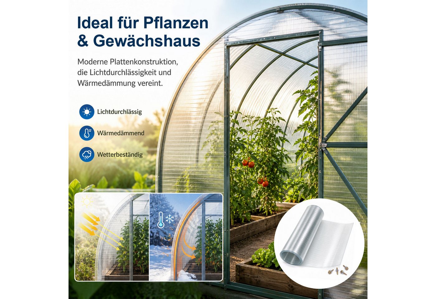Clanmacy Wellplatte Dachplatte, flexible Lichtplatte, Maße: 50 × 500 cm