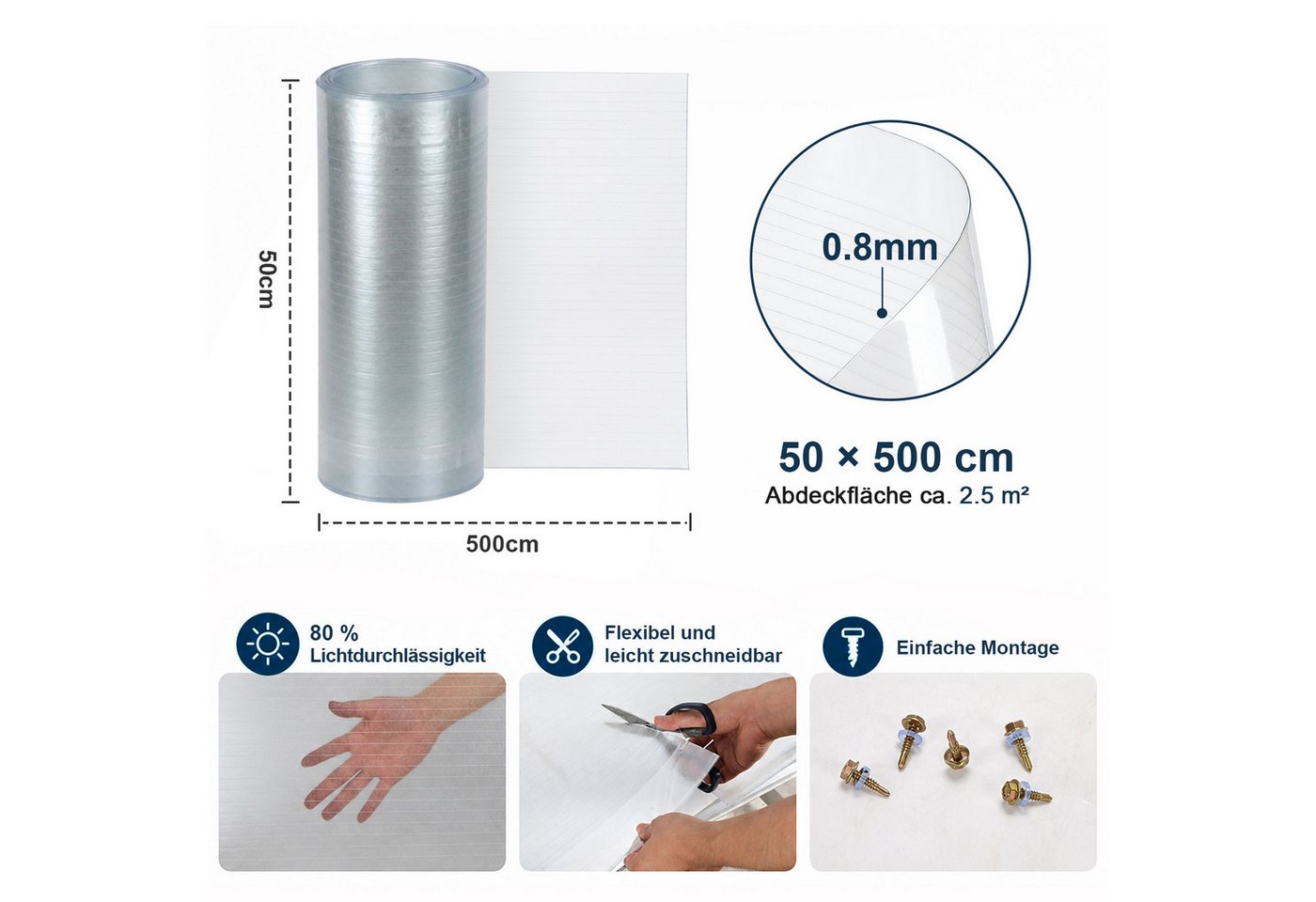 Clanmacy Wellplatte Dachplatte, flexible Lichtplatte, Maße: 50 × 500 cm Bild 5