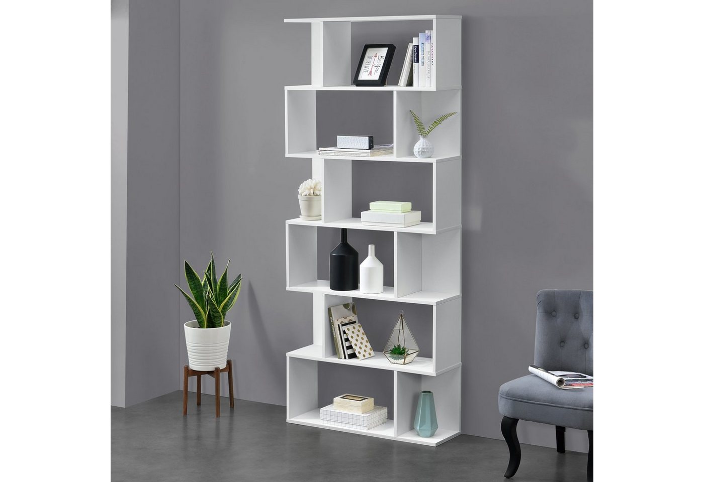 en.casa Bücherregal, »Borrby« Standregal 192x80x24cm Weiß Bild 2