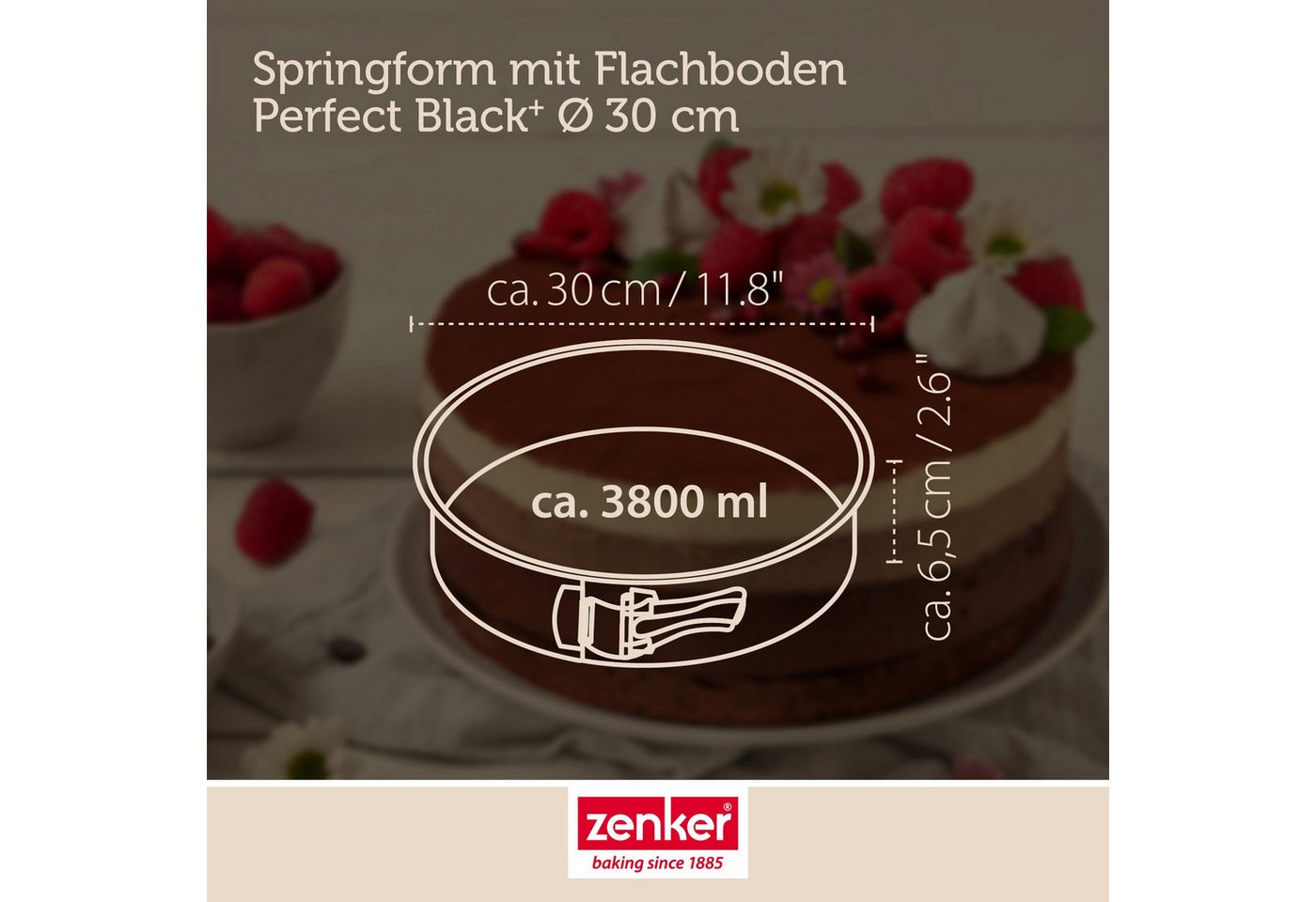 Zenker Springform Backform mit Flachboden, Kuchenform, Ø 30 cm Bild 3