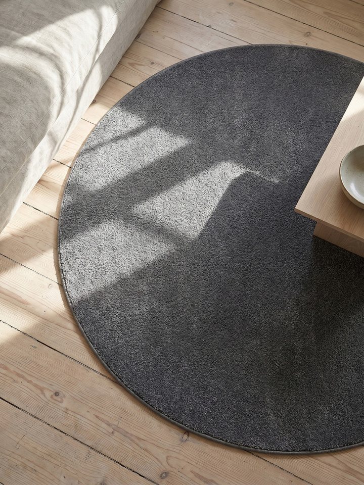 KADIMA DESIGN Teppich MAIN Wohnzimmer Schlafzimmer Waschbar Wohnzimmerteppich Einfarbig, Rund, Höhe: 11 mm, Hellgrau, 120x120 cm, Strapazierfähig Waschbar Bild 3