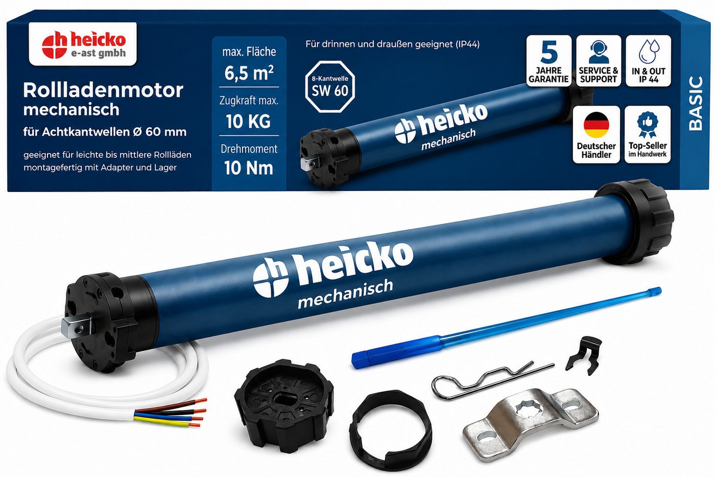 heicko e-ast GmbH Rollladenmotor heicko 10-50Nm Rollladenmotor Rohrmotor SW40-60 Rolladenantrieb basic, (Packung) Bild 5