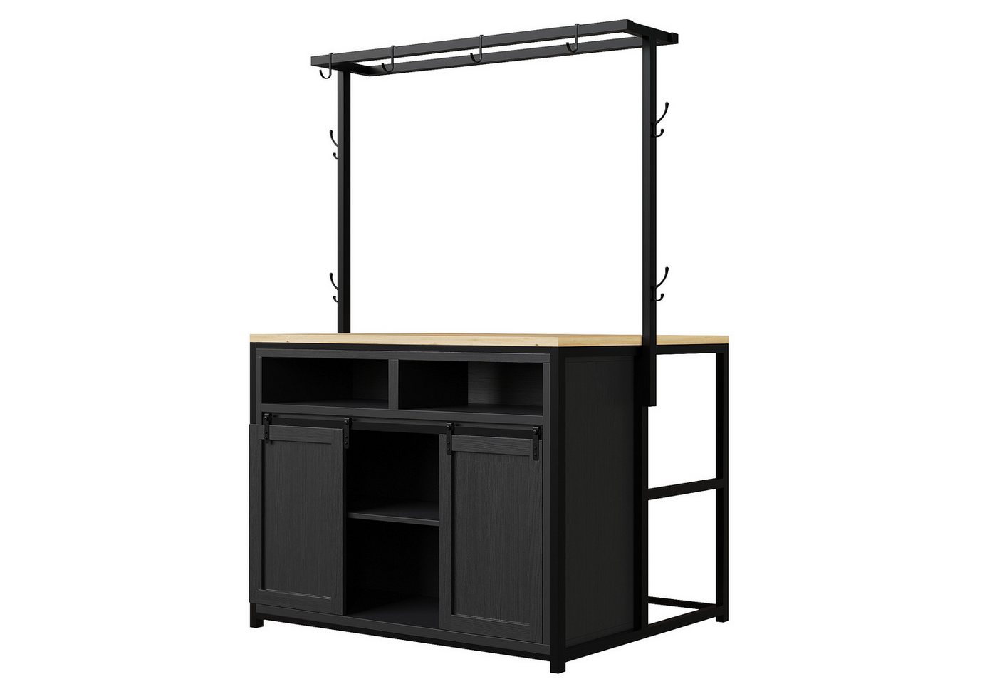 i@home Kücheninsel Küchenschrank mit Arbeitsplatte und Steckdose, (Buffetschrank Schiebetüren, Sideboard mit Hängeregal), Hochschrank 2 USB Stauraum für Küche und Esszimmer, 183 cm Bild 2