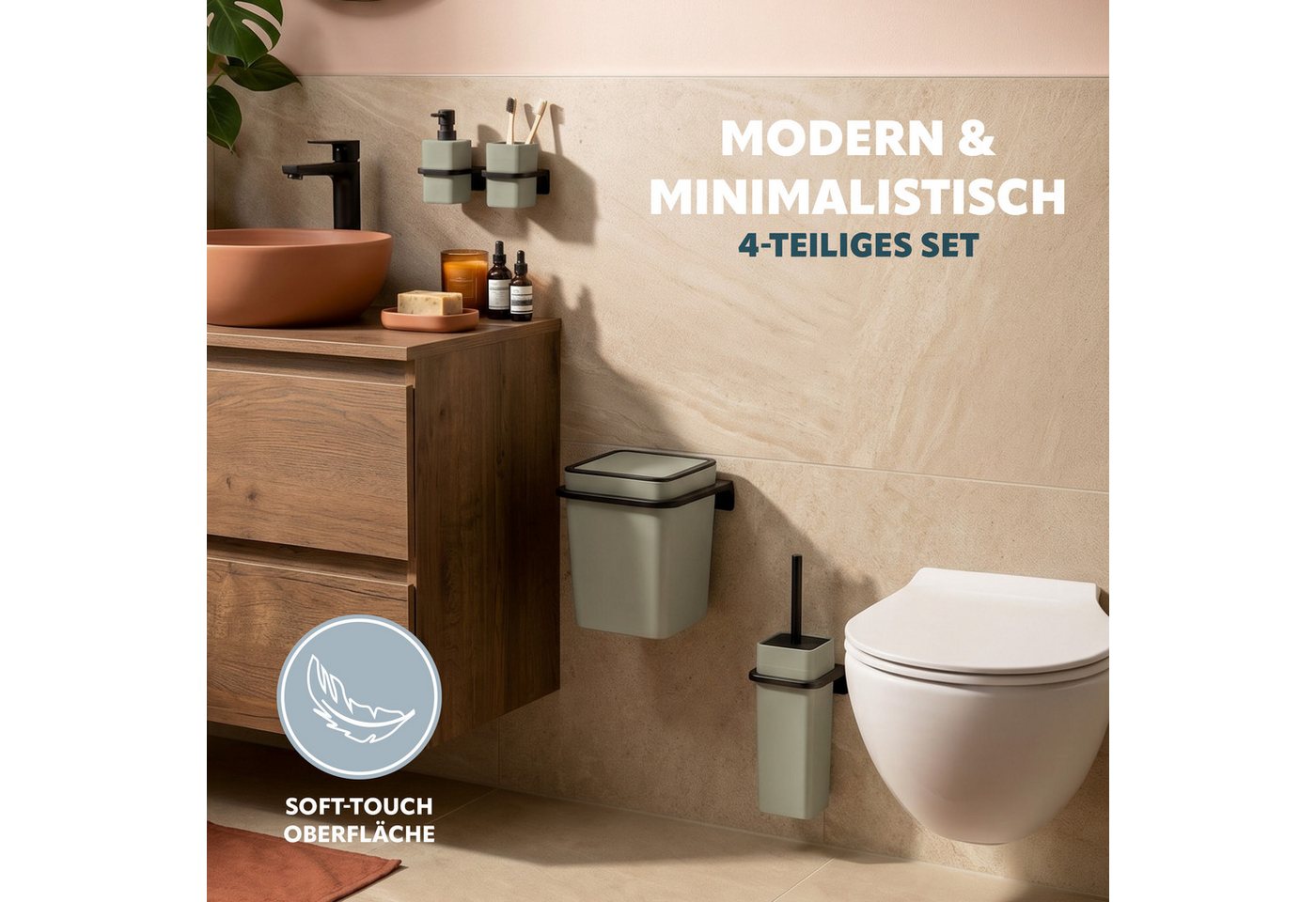 bremermann Badaccessoire-Set SAVONA 4tlg. Soft-Touch, eckig Bild 5