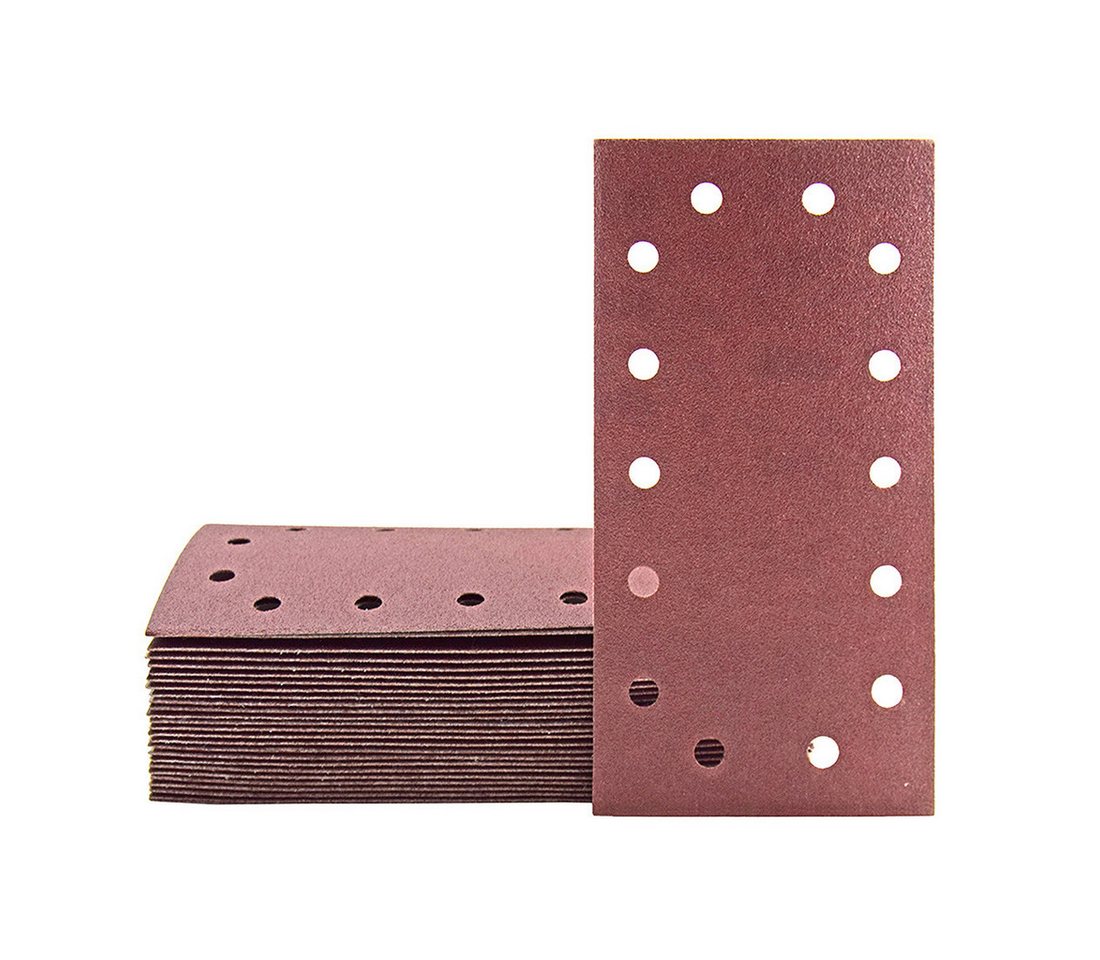 MioTools Schleifpapier 230 x 115 mm 14-Loch Klett-Schleifblätter für Schwingschleifer, Normalkorund, 50 Stk., K80