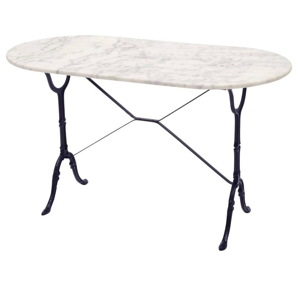 Lesli Living Gartentisch Marmortisch Marmor weiß oval 120x60x71 cm