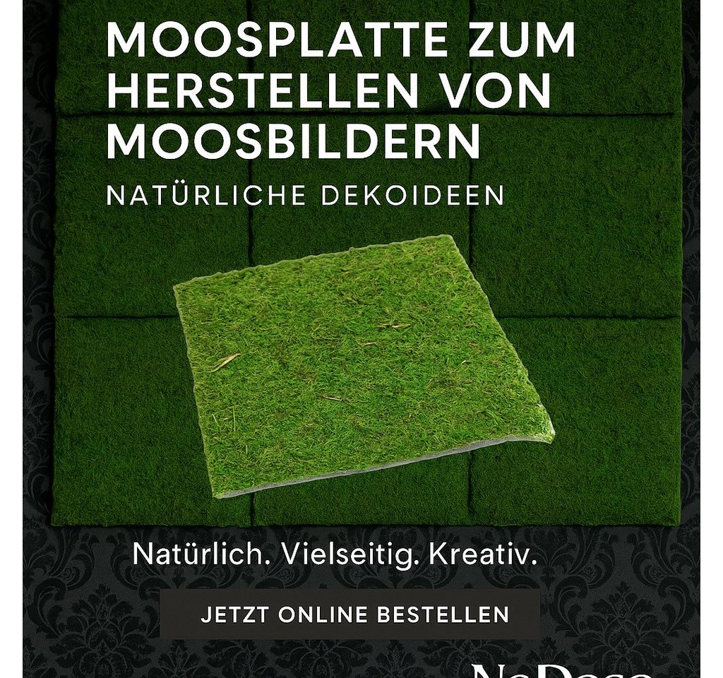 NaDeco Bastelnaturmaterial Moosplatte, Quadratisch, Größe ca. 38 x 38cm Moosbild selber machen