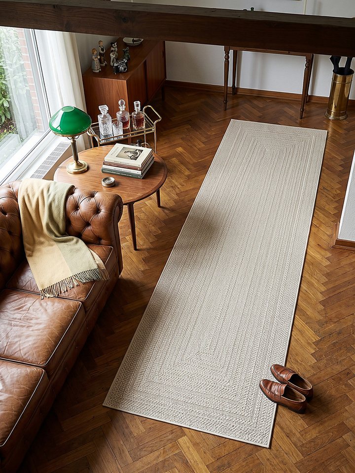 KADIMA DESIGN Teppich CORDEV Teppichläufer Creme 60x180 Bordüre Polypropylen Wohnzimmer, Läufer, Höhe: 4 mm, Saugroboter-geeignet, Strapazierfähig, Pflegeleicht, Farbecht Bild 4