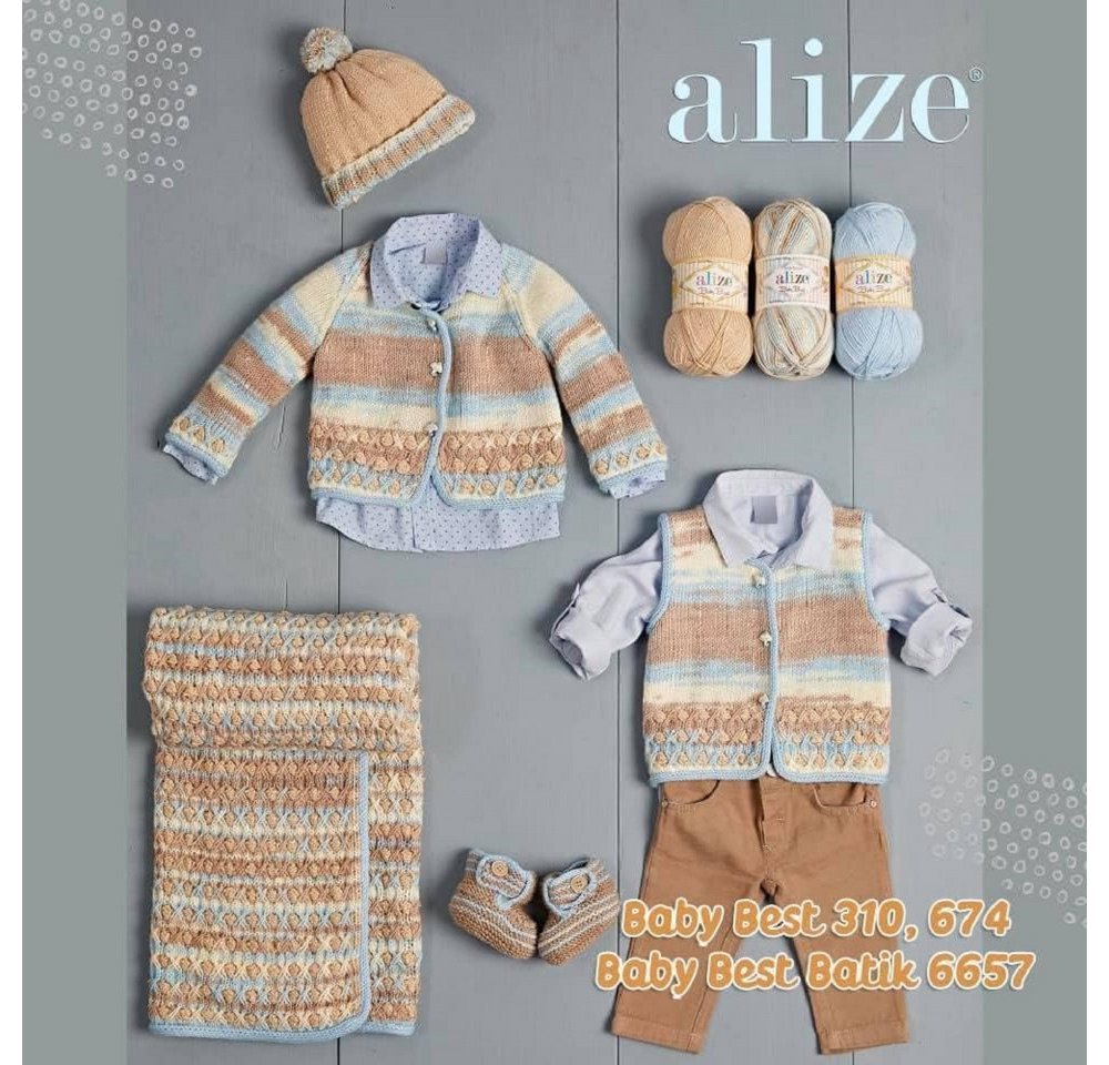 Alize 5 x ALIZE Baby Best 281 Saffron Häkelwolle, 240 m, Babywolle,Viskose,Anti-Pilling,Babygarn