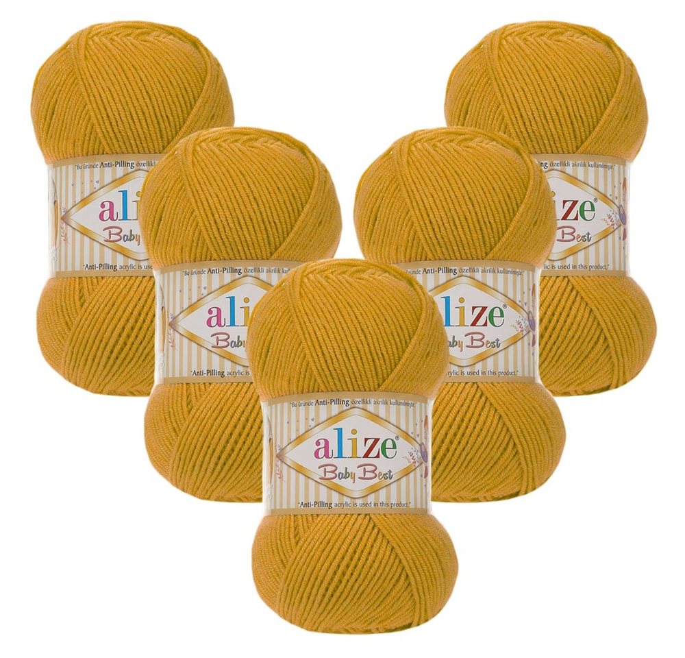 Alize 5 x ALIZE Baby Best 281 Saffron Häkelwolle, 240 m, Babywolle,Viskose,Anti-Pilling,Babygarn Bild 2