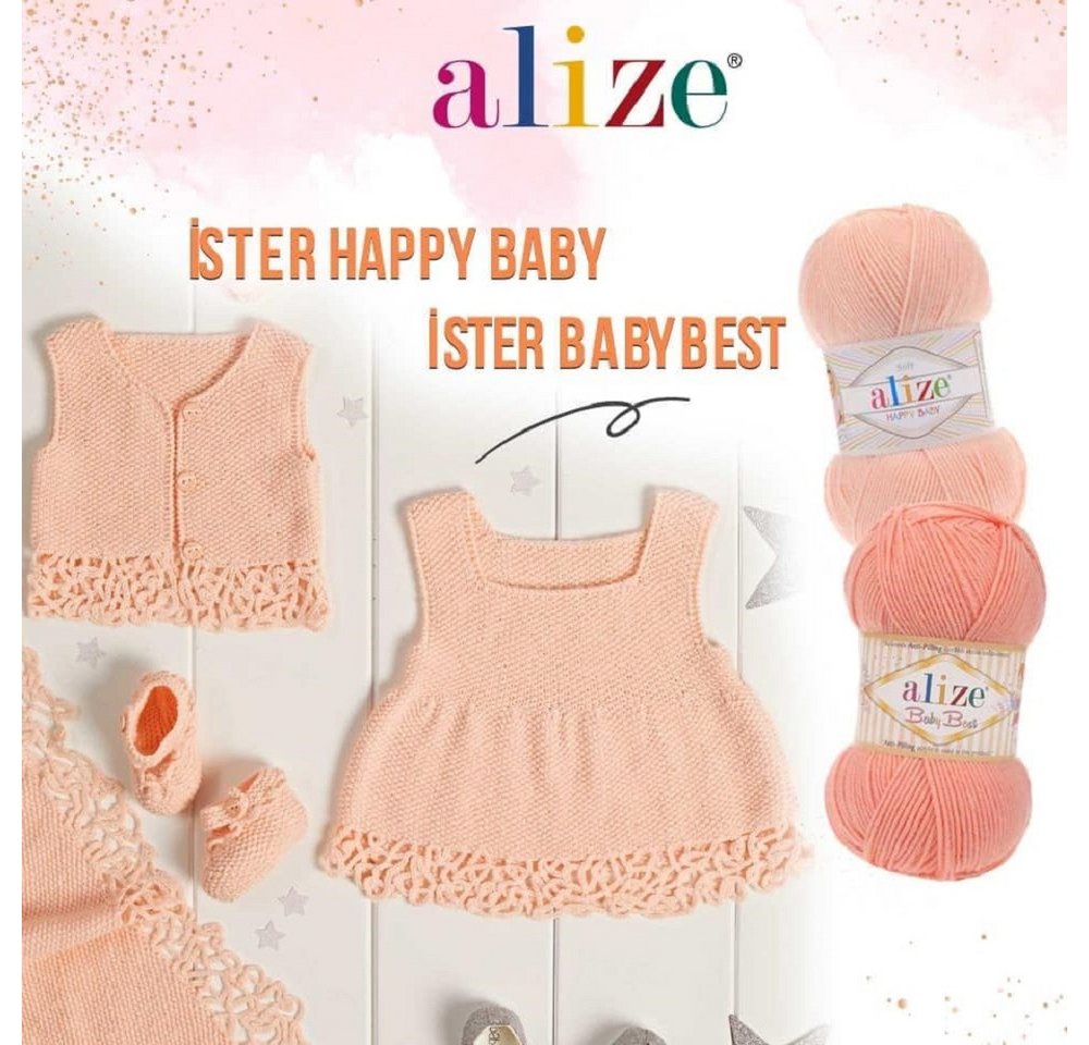 Alize 5 x ALIZE Baby Best 281 Saffron Häkelwolle, 240 m, Babywolle,Viskose,Anti-Pilling,Babygarn Bild 5