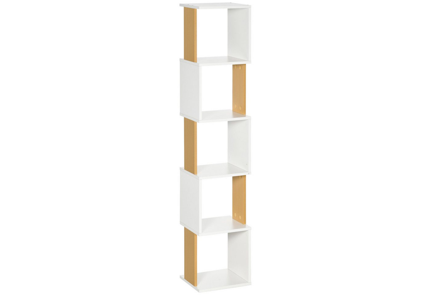 MC Star Bücherregal S-förmiges Bücherregal mit 5 Ablagen für Wohnzimmer, oder Büro, 33 x 28 x 161 cm, Weiß Bild 4