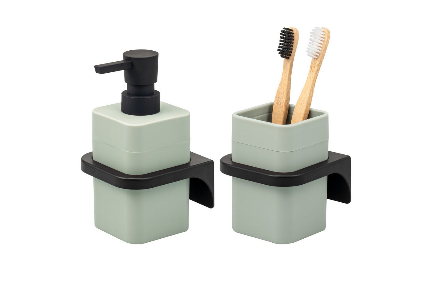 bremermann Badaccessoire-Set Bad-Serie SAVONA Softtouch inkl. Wandhalter, eckig