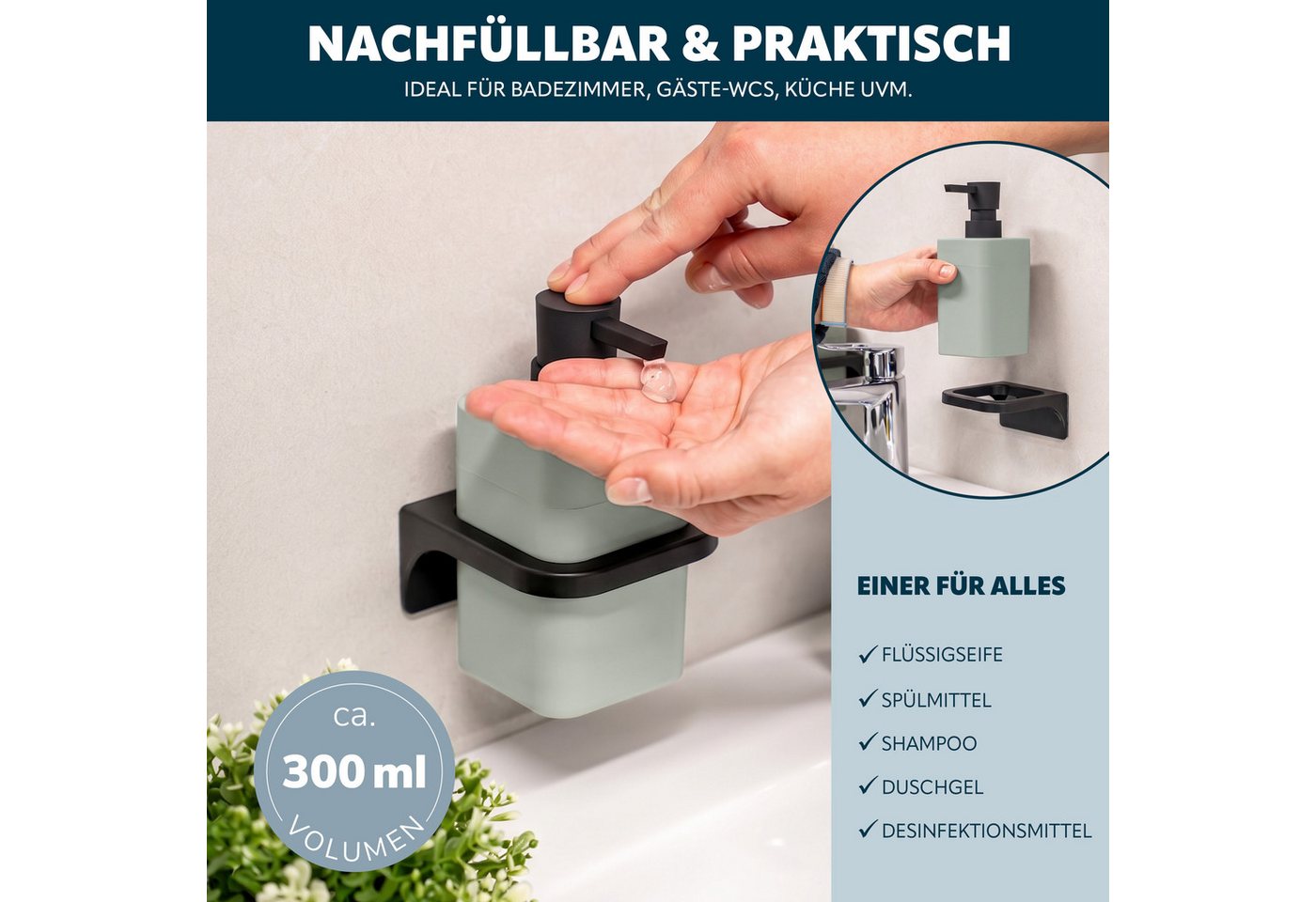 bremermann Badaccessoire-Set Bad-Serie SAVONA Softtouch inkl. Wandhalter, eckig Bild 2