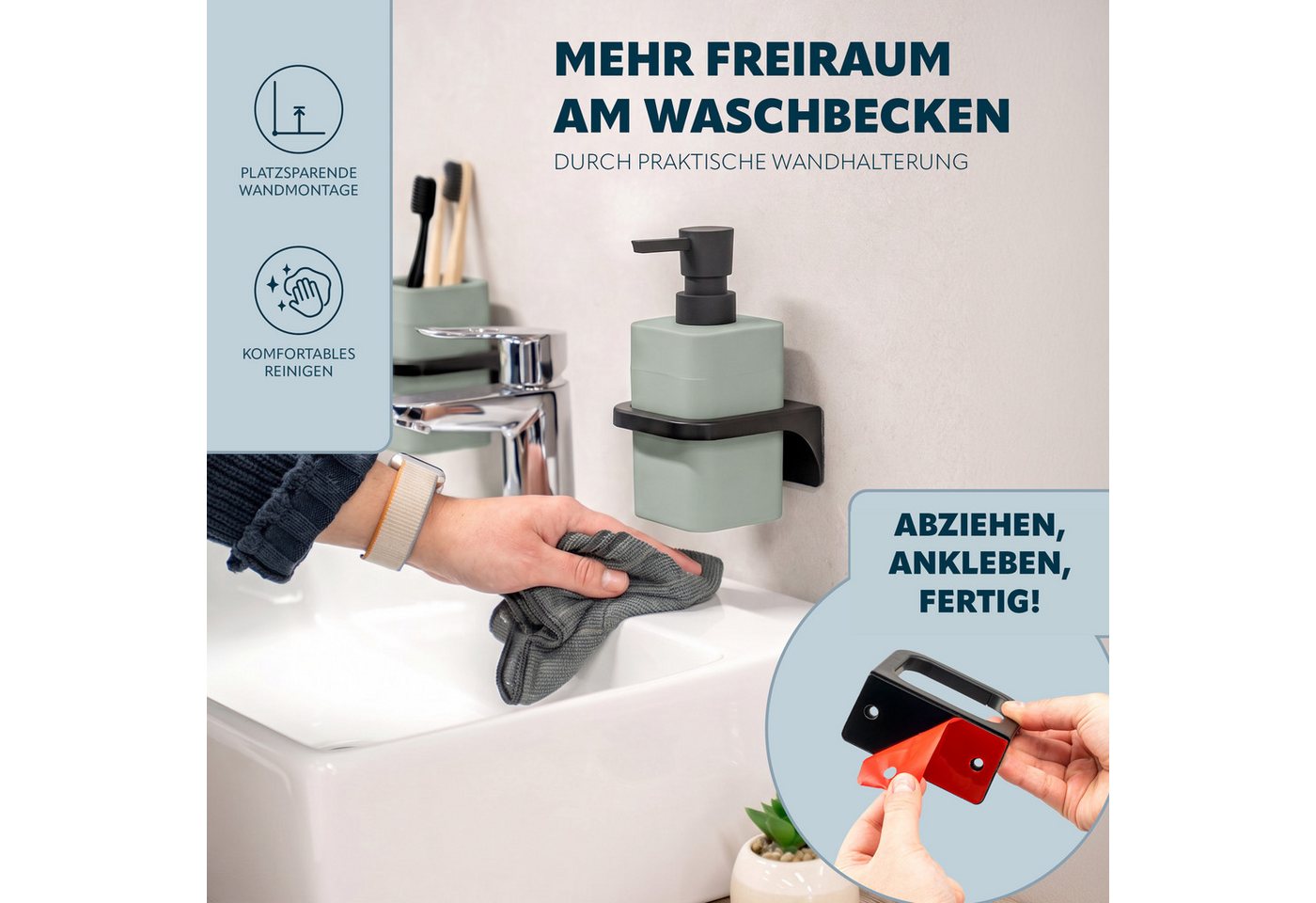 bremermann Badaccessoire-Set Bad-Serie SAVONA Softtouch inkl. Wandhalter, eckig Bild 5