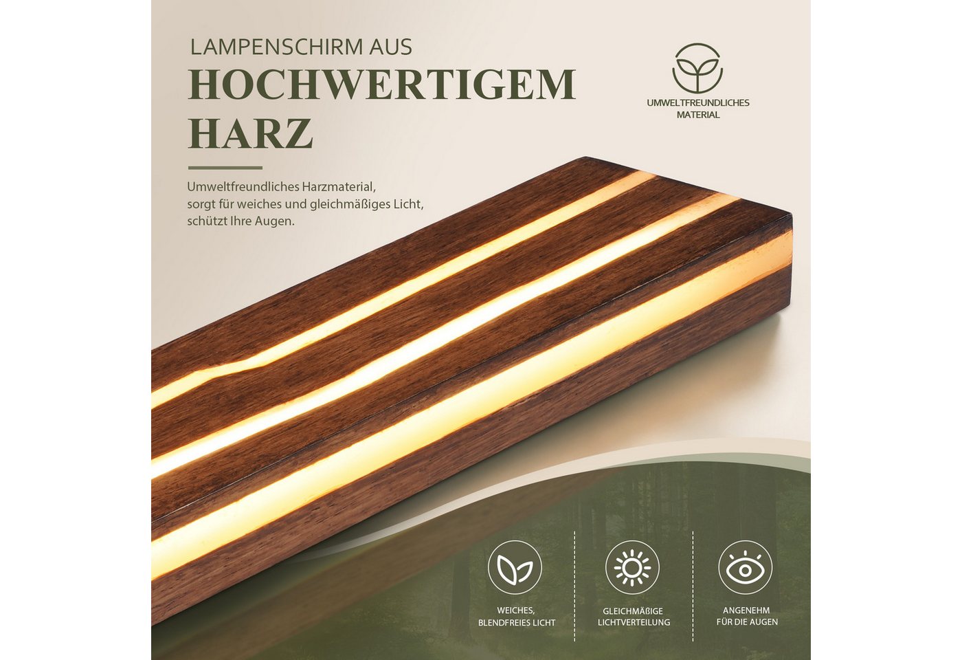 Nettlife Wandleuchte Innen Holz 50/100cm LED Wandlampe 8/16W vintage Indirektes Licht, LED fest integriert, warmweiß, für Wohnzimmer Schlafzimmer Stimmungsvolle Flur Treppenhaus Bild 5