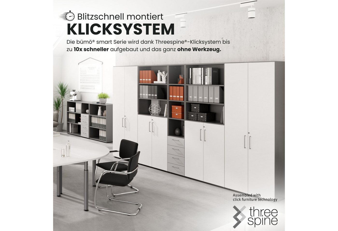 bümö Aktenregal smart Regal, Büroregal - 3 Ordnerhöhen, Dekor: Buche Bild 2