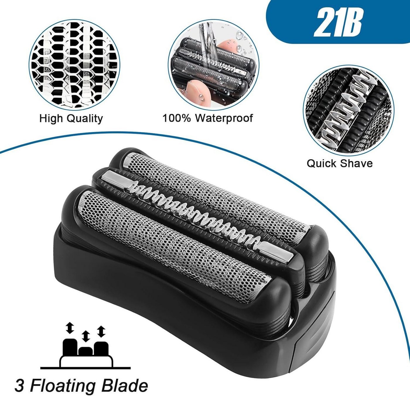 FELIXLEO Ersatzscherkopf Scherkopf 21B für Braun Series 3 3010S 3040S 3050CC 3080S 300S 310S, 2 St.