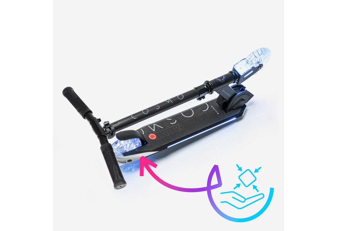 Movino Cityroller Kinderroller MOVINO COSMO2 Leuchtend Klappbar 7 LED-Farben