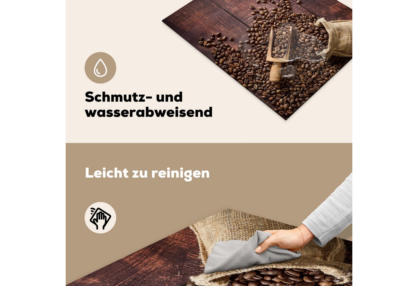 MuchoWow Herd-Abdeckplatte Kaffee - Kaffeebohnen - Braun - Holz, Vinyl, (1 tlg), Abdeckung Induktionskochfeld Schutzmatte, Küche Deko, 65x52 cm Bild 4