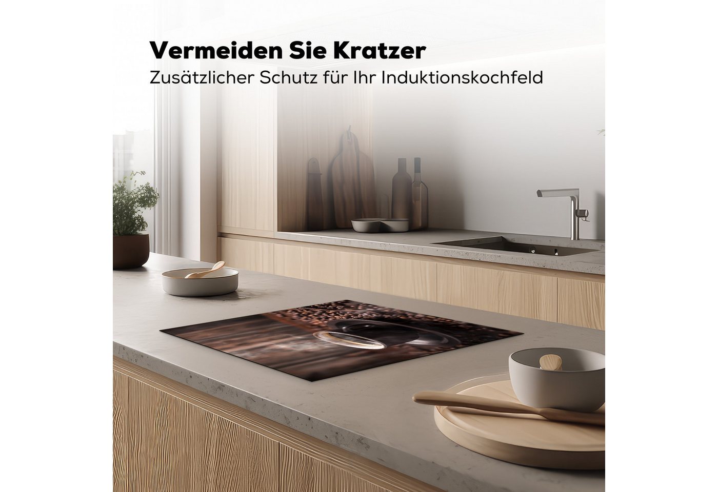 MuchoWow Herd-Abdeckplatte Kaffee - Heiß - Kaffeebohnen, Vinyl, (1 tlg), Ceranfeldabdeckung Küche, Herdabdeckplatte Einteilig, 59x51 cm Bild 2