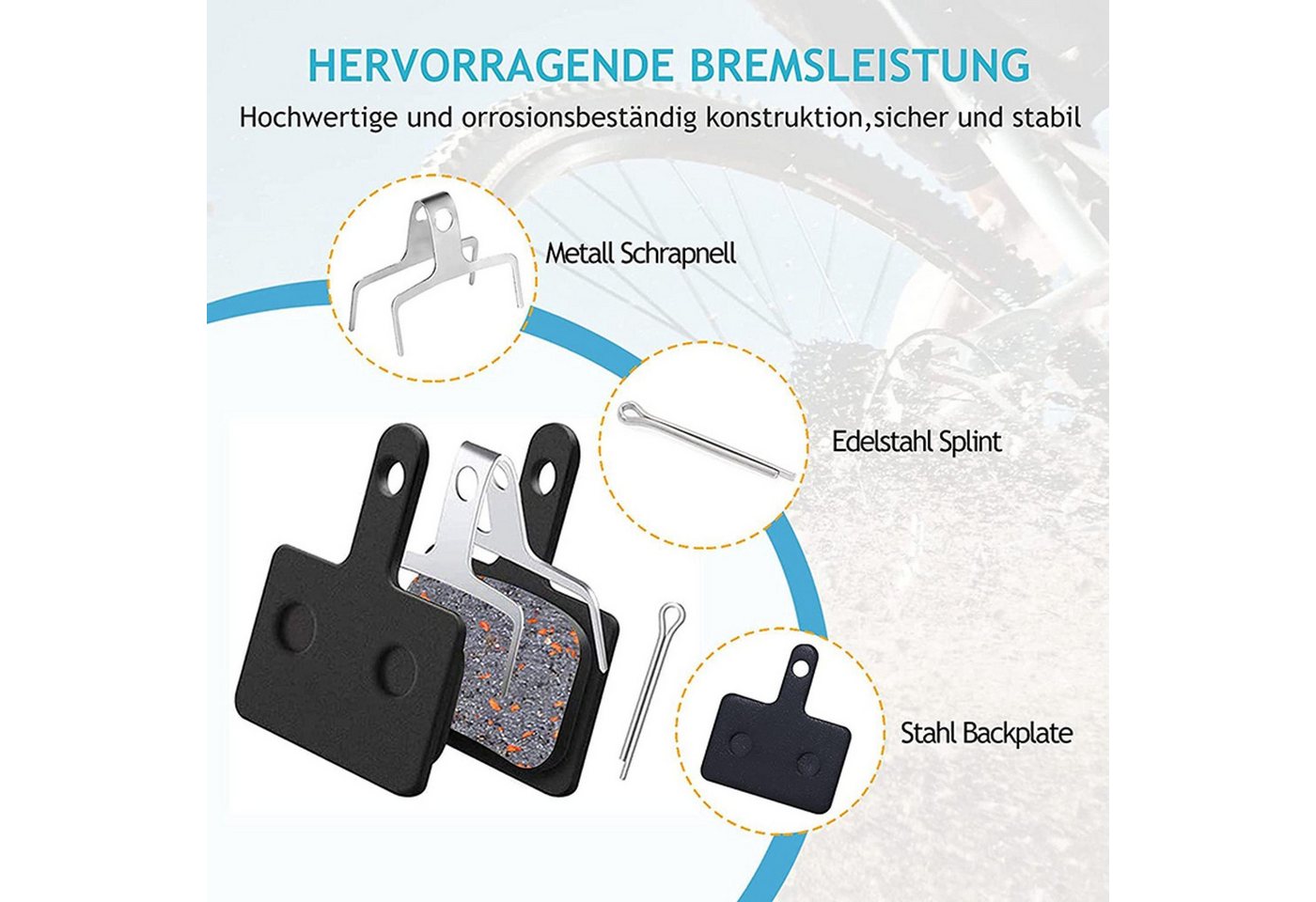 FELIXLEO Bremsbelag B01S Bremsbeläge Set für MTB Fahrrad-Scheibenbremsen vorne hinten (8-St) Bild 4