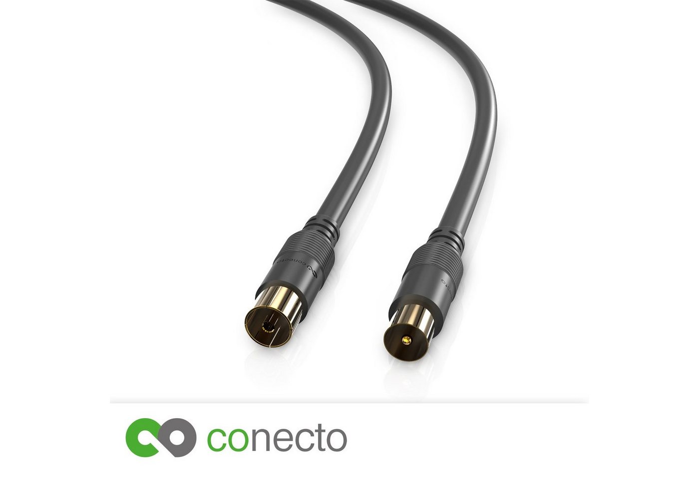 conecto conecto HQ TV Antennenkabel - 4K UHD 1080p FULL HD HDTV 3D - (TV-Steck SAT-Kabel, (50 cm)