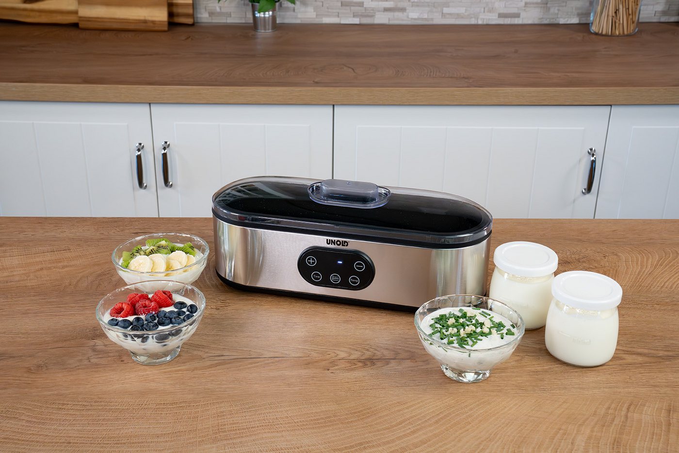 Unold Joghurtbereiter Jogi -, 4 Portionsbehälter, je 180 ml, - Kompakter Joghurtmacher, Temperatur (20–50 C) & Timer (1–48h) Bild 3