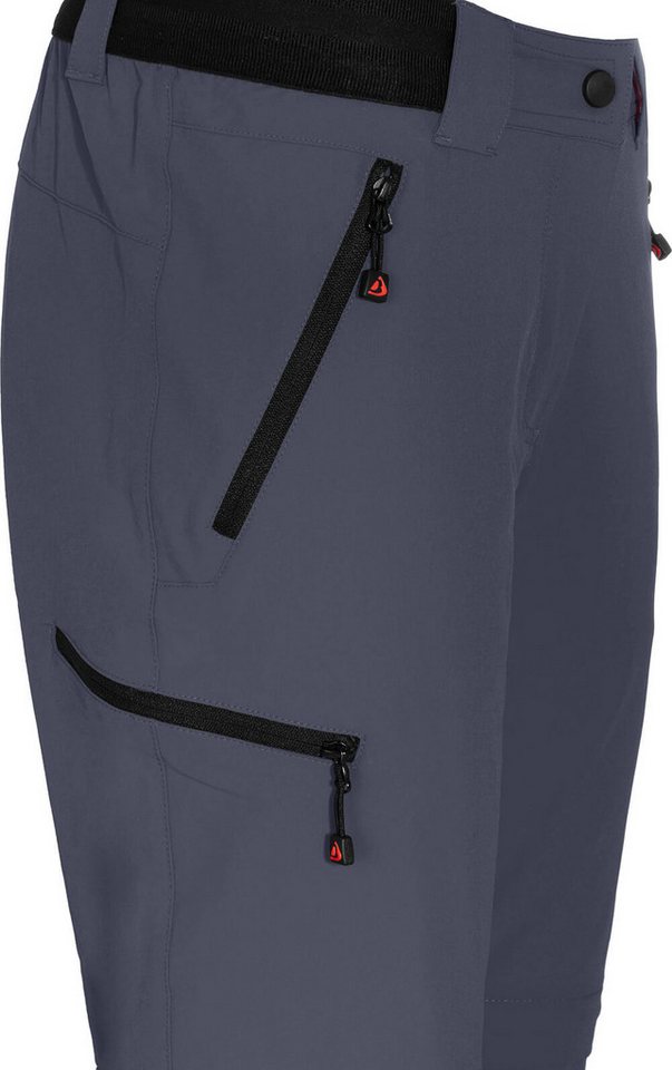 Bergson Outdoorhose VIDAA COMFORT Zipp Off (slim) Damen Wanderhose, leicht strapazierfähig, Kurzgrößen, grau/blau