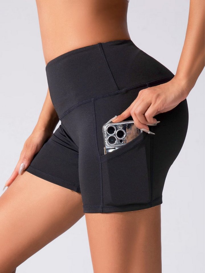 FemmeTone Yogashorts Sportshorts Damen High-Waist mit Handytaschen für Yoga & Fitness Figurbetonte Workout-Shorts mit Bauch-weg-Effekt Bild 5