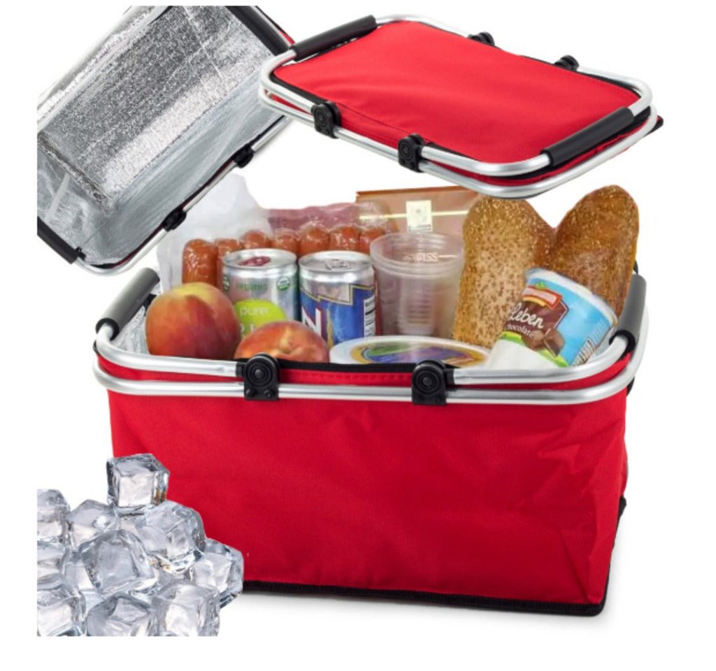 Da Meso Einkaufskorb Thermo Picknickkorb Faltbar 48x28x22 cm – Isolierter Kühlkorb für Blau