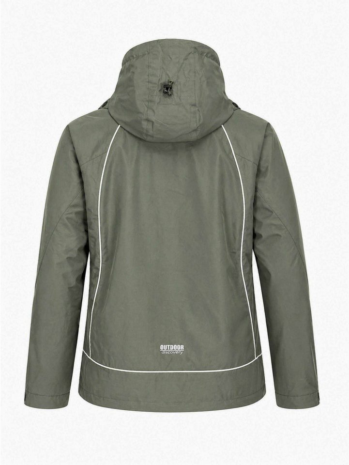 Weit & Breit Handelsgesellschaft mbH Trekkingjacke Damen Outdoor Discovery Trekkingjacke Braungrün 40 (Einzelartike, 1-St., Ooutdoorjacke) Unterarmbelüftung,versiegelte Nähte, reflektierende Elemente, Kapuze