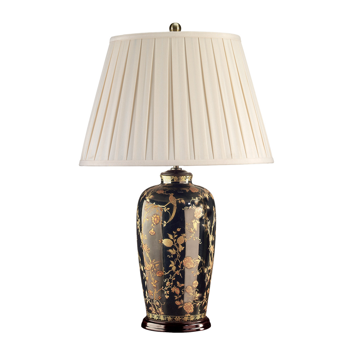 Tischleuchte Beistelllampe Nachttischlampe Porzellan Schwarz Gold H 74 Cm