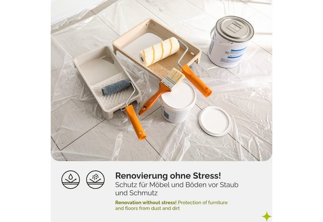 Garronda Abdeckfolie 4x5 m 6er Pack transparent HDPE Malerfolie für Renovierung, Staubschutzfolie Umzug, Abdeckplane Baufolie für Möbel- &