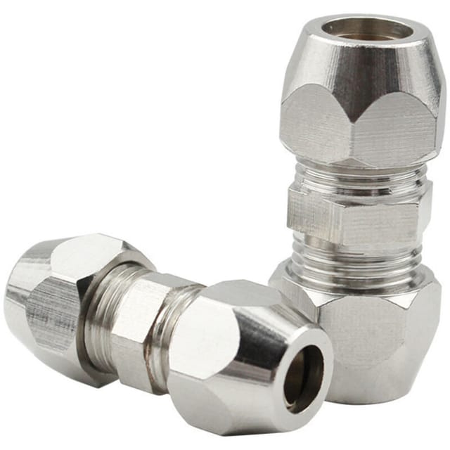 Stück Vernickelte Kupfer-klemmringverschraubungen, 8 Mm Olivgrüne Gasverschraubung, 8 Mm X 34 Mm Gewinderohrverbinder, Für Sanitär-, Hydraulik-, Kühl- Und Kraftstoffsysteme (silber)