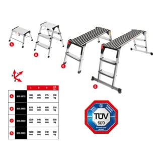 Aluminium-Sicherheits-Laufbühne, L1650xB380xH730mm
