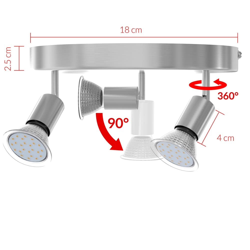 Ceiling Light With 3 Adjustable Led Spots, 300 Lumen Each