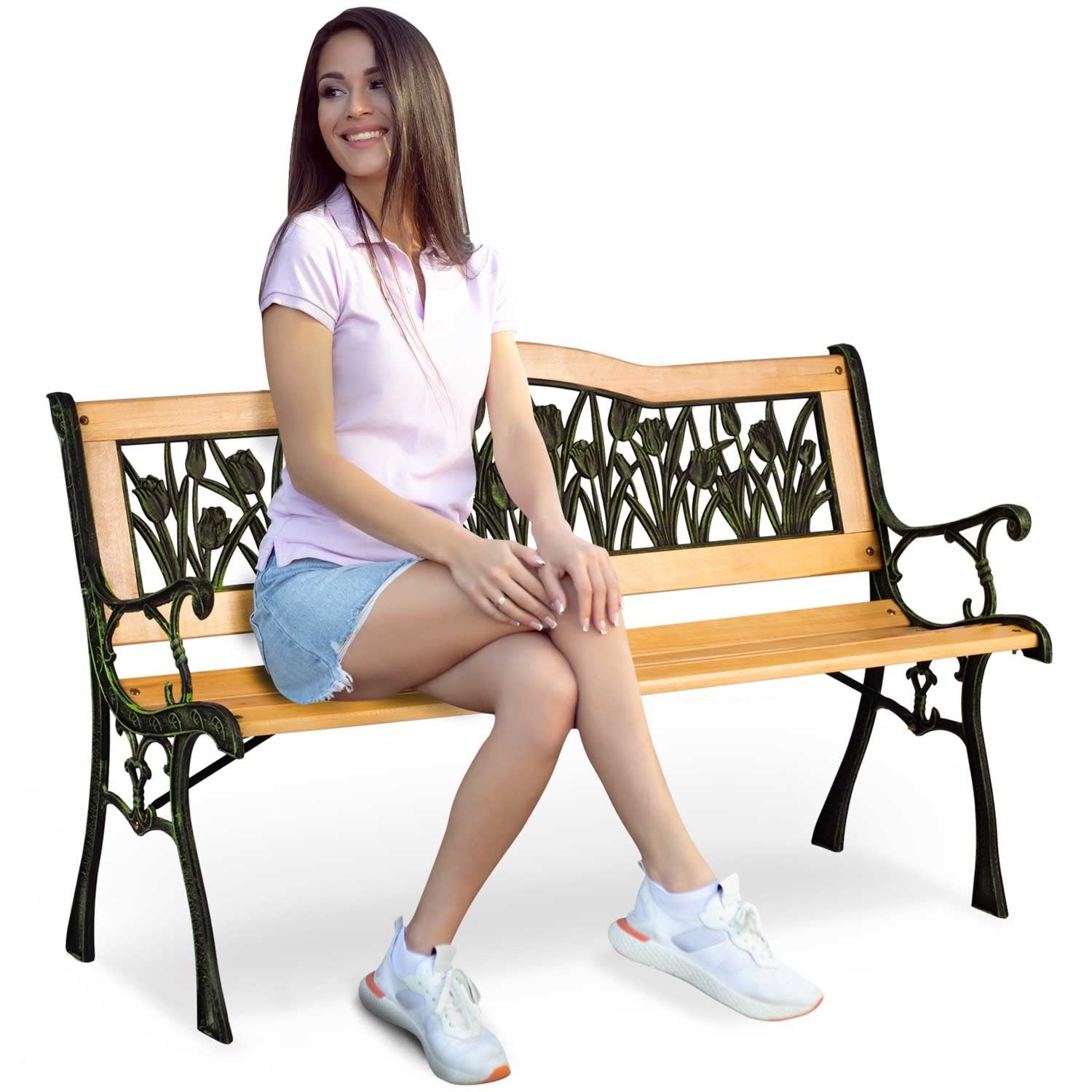 Park Bench With Backrest 123.5 X 74 X 48 Cm Gardi Tulip Sofotel