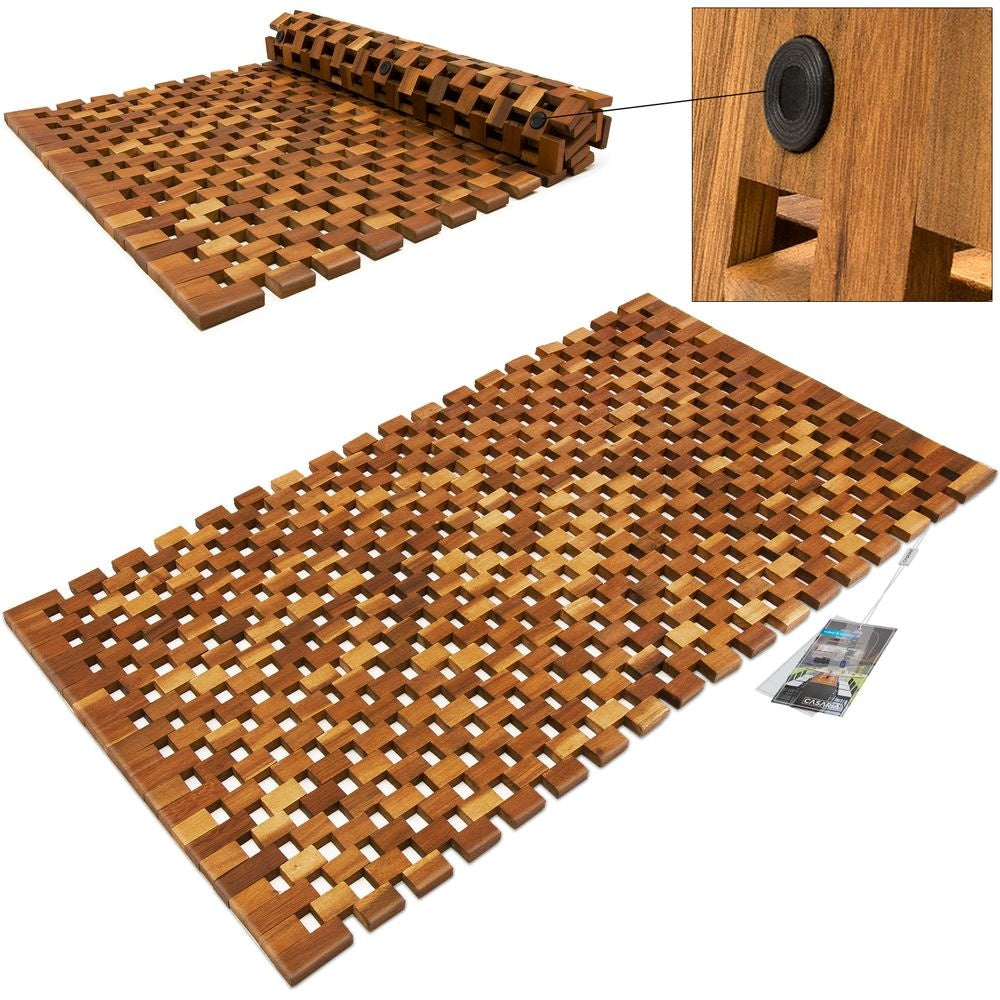 Acacia Wood Bath Mat, Non-slip, 80x50 Cm