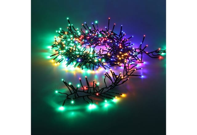 LED Lichterkette bunt für Außen mit Timer und Netzstecker - 384 LED / 4,9 m - Weihnachts Dekobeleuchtung multicolor mit 8 Funktionen