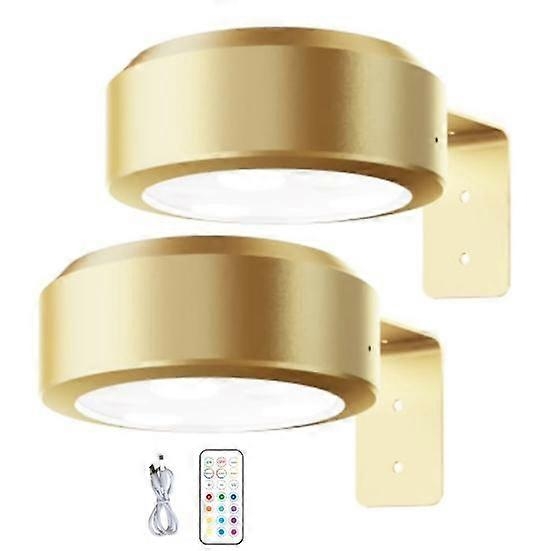 Applique Murale Sans Fil Avec Télécommande, Intensité Réglable, Fonctionne Sur Piles, Orientable, 13 Couleurs Rgb – Or Parfait