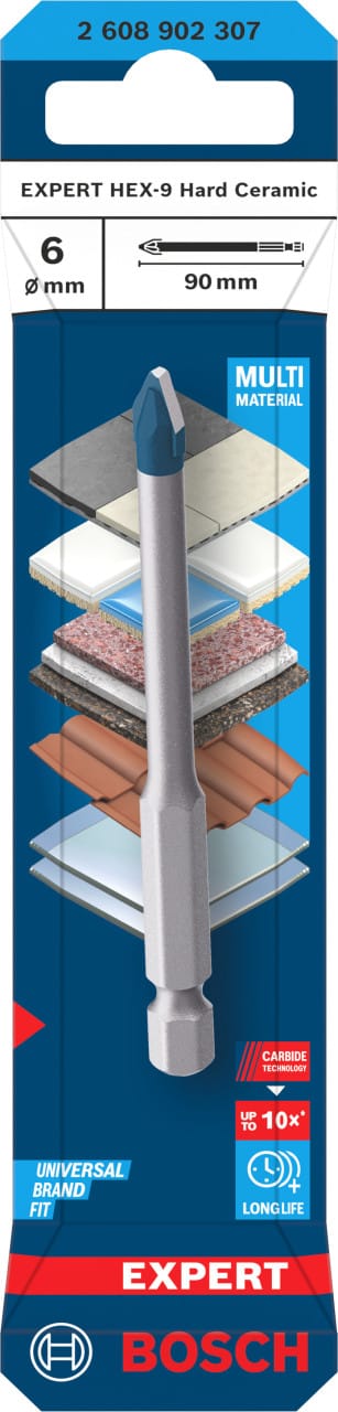 Bosch EXPERT Bohrer HEX-9 Hard Ceramic, 6 x 90 mm