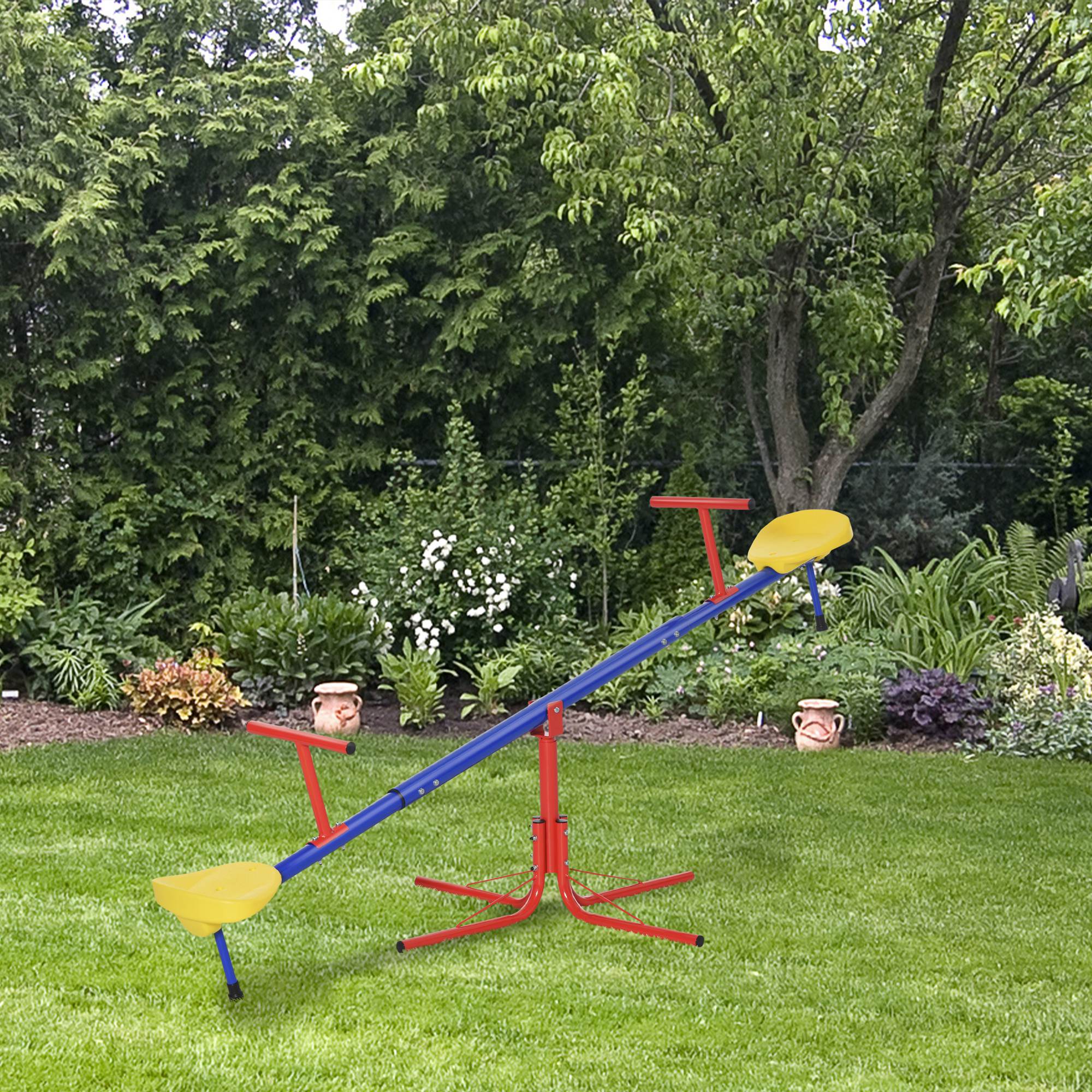 Wippe Für Kinder Von 3 Bis 8 Jahren, 360° Drehbar, 4-stangen-gestell, Griff, 184 X 76 X 71 Cm, Mehrfarbig