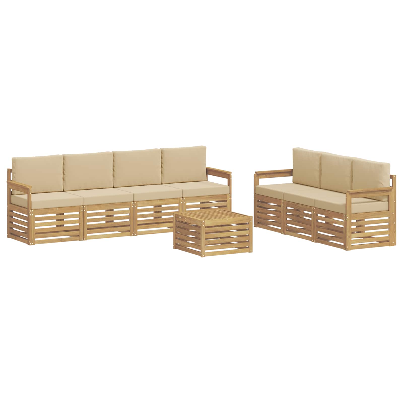 Sofagarnituren 8 Stk. Weiß Und Beige Polyester Vidaxl