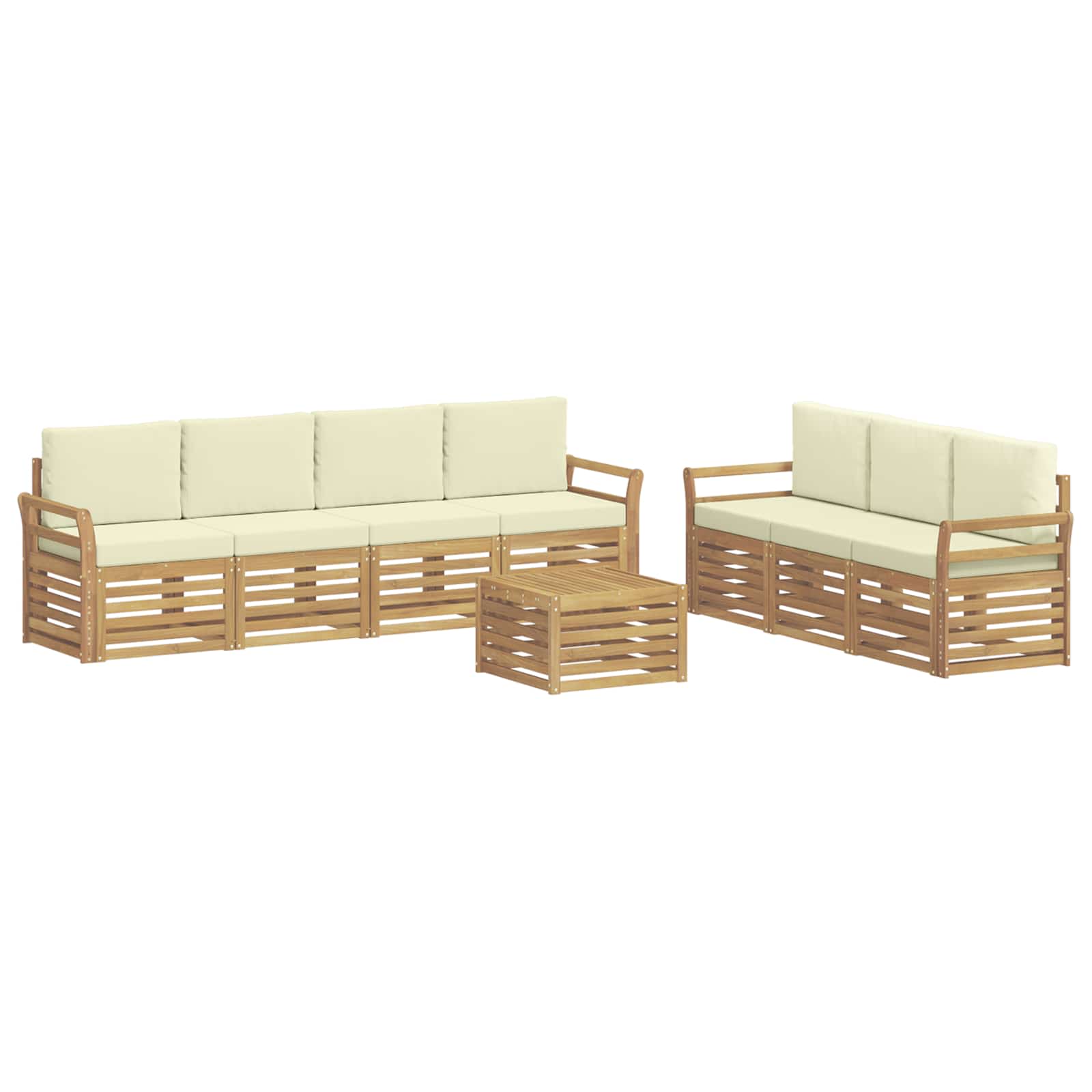 Sofagarnituren 8 Stk. Weiß Und Creme Polyester Vidaxl