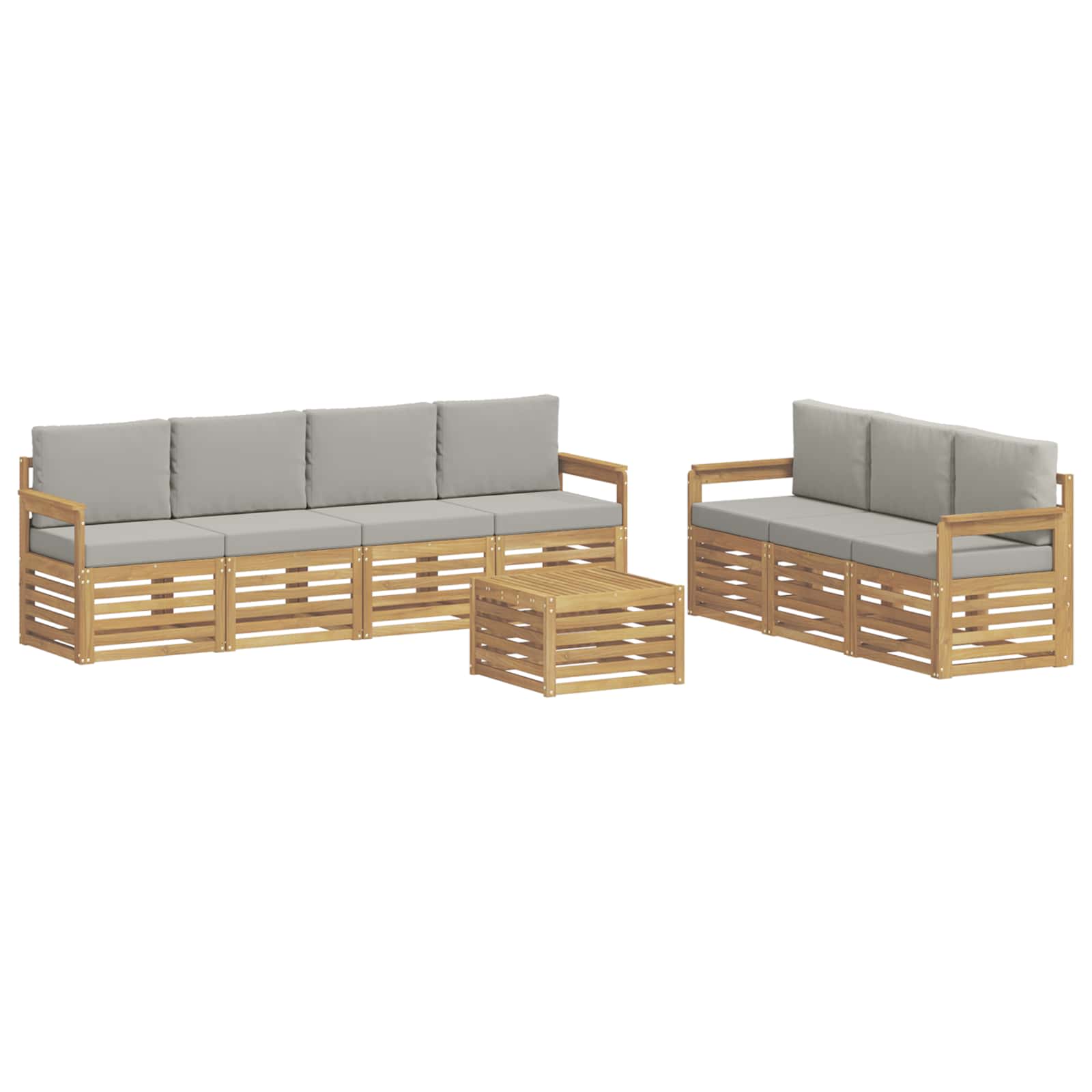 Sofagarnituren 8 Stk. Weiß Und Hellgrau Polyester Vidaxl