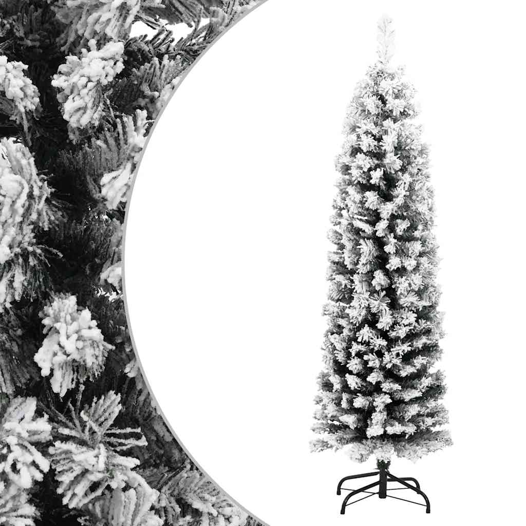 Künstlicher Weihnachtsbaum Schlank Mit Schnee Grün 120 Cm Pvc