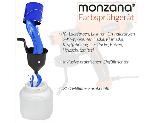 Monzana elektrisches Farbsprühsystem 800ml/min Behälter 500 w 3 Sprühmuster Farbsprühpistole Spritzpistole